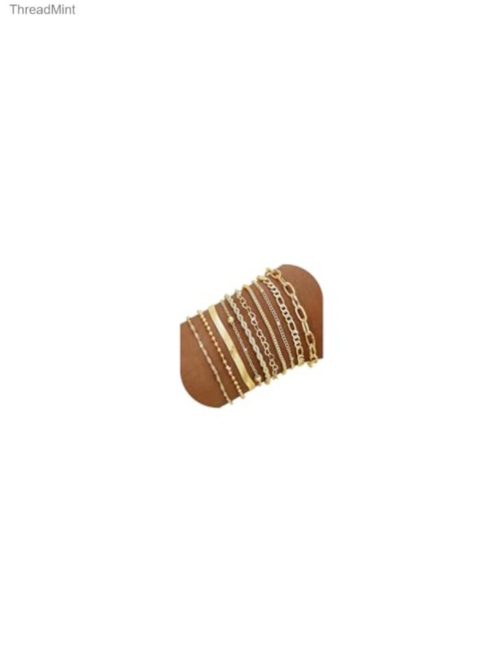 10 Pcs 14K Gold Plated Stackable Cuban Link Paperclip Chain Bracelet Set